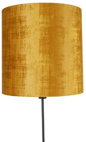 Stoffen Vloerlamp zwart met kap goud 40 cm verstelbaar - Parte Modern E27 Binnenverlichting Lamp