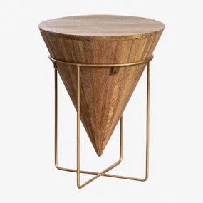 Ronde Bijzettafel Ø40 Cm Van Mangohout Piram Goud - Sklum