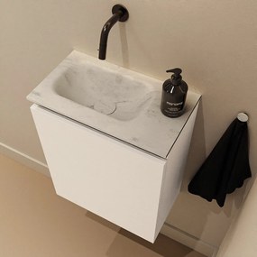 Mondiaz Ture DLux toiletmeubel 40cm talc met wastafel opalo links zonder kraangat