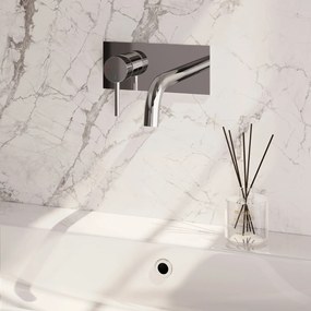 Brauer Stripe inbouw wastafelkraan ColdStart met gebogen uitloop en afdekplaat model A2 chroom