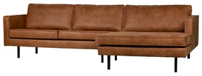 BePureHome Rodeo Hoekbank Chaise Longue Eco Leer Rechts Cognac
