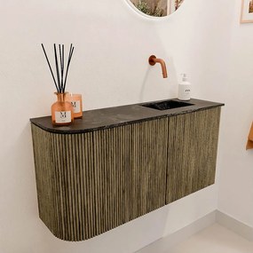 Mondiaz Joya DLux 80cm toiletmeubel ronding links dusk met wastafel faye rechts zonder kraangat lava