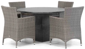 Tuinset Ronde Tuintafel 4 personen 120 cm Wicker Grijs Garden Collections Dublin/Graniet