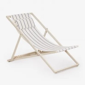 Opvouwbare Stalen Hangmat Met Kussen Jensy Tapioca Beige - Marine Blauw - Sklum