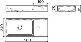 Clou Mini Wash Me Plus fontein solid surface rechts 56cm wit mat