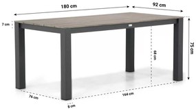 Tuinset 4 personen 180 cm Wicker Grijs Garden Collections Buckingham/Valley