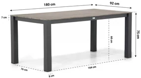 Tuinset 4 personen 180 cm Aluminium/Rope Taupe Lifestyle Garden Furniture Verona/Valley