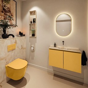 Mondiaz Ture DLux toiletmeubel 80cm ocher met wastafel frappe midden zonder kraangat