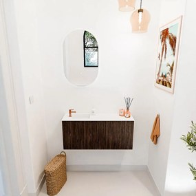 Mondiaz Joya 90cm toiletmeubel walnut met wastafel faye links 1 kraangat talc