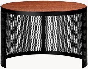 Ronde metalen bijzettafel Pausilius met houten tafelblad