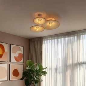 Design plafondlamp wit met stof 3-lichts - Jane Design E27 rond Binnenverlichting Lamp