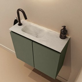 Mondiaz Ture DLux toiletmeubel 60cm army met wastafel opalo links met kraangat