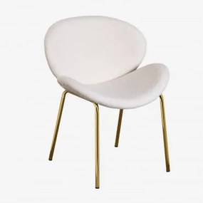 Set Van 2 Eetkamerstoelen Bekleed Met Chenille Fior White & Goud - Sklum