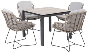 4 Seasons Outdoor Lugano dining set pure met Goa tafel met HPL blad 95 x 95 cm woodlook * Sale *  Tuinset    antraciet weerbestendig