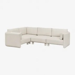 4-delige Modulaire Hoekbank Links In Artemisa Bouclé Stof Crèmebeige Boucléstof - Sklum