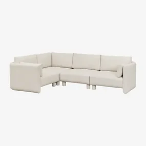 4-delige Modulaire Hoekbank Links In Artemisa Bouclé Stof Crèmebeige Boucléstof - Sklum