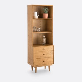 Vintage boekenkast, 3 nissen en 3 lades, Quilda