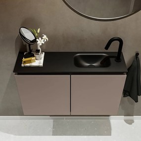 Mondiaz Ture 80cm toiletmeubel smoke met wastafel urban rechts 1 kraangat