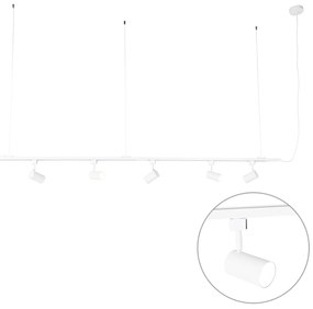 Modern 1-fase hang railsysteem met 5 Spot / Opbouwspot / Plafondspots wit - Jeana Modern GU10 Binnenverlichting Lamp