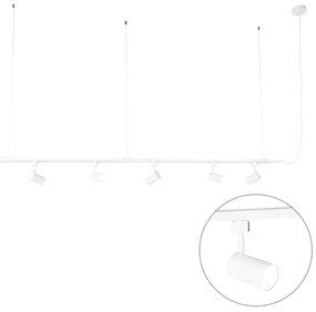 Modern hangend railsysteem met 5 Spot / Opbouwspot / Plafondspots wit 1-fase - Iconic Jeana Modern GU10 Binnenverlichting Lamp