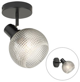 Design Spot / Opbouwspot / Plafondspot zwart met smoke glas - Chico Design E27 rond Binnenverlichting Lamp