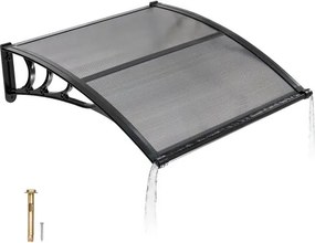VEVOR Voordeurluifel, 965x1017 mm, Aanbouwluifel, Dak met Afwatering & ABS-beugel, Bescherming tegen Regen, Sneeuw & Zon, Polycarbonaat Deurdak voor Veranda & Terras, Rookgrijs