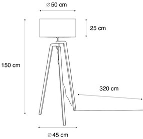 Vloerlamp zwart met velours kap bruin 50cm - Puros