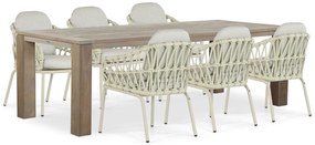 Tuinset 6 personen 240 cm Aluminium/rope Taupe Coco Barcelona/Brighton
