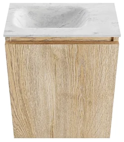 Mondiaz Ture DLux toiletmeubel 40cm washed oak met wastafel opalo links zonder kraangat