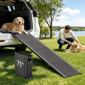 VEVOR Hondenhelling, 180 x 43,2 cm, Opvouwbare hondenhelling voor in de auto voor middelgrote en grote honden tot 113 kg, Instaphulp met antislip Oxford-stofoppervlak, Draagbare hondentrap voor SUV's en vrachtwagens