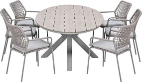 Garden Impressions Natas tuinset 7-delig taupe - Tulli tuintafel 220x115 cm - light teak vironwood
