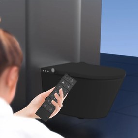 Schutte Cesari randloze douche wc met slimme zitting zwart mat