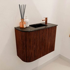 Mondiaz Joya DLux 50cm toiletmeubel ronding links ruby met wastafel faye rechts 1 kraangat lava