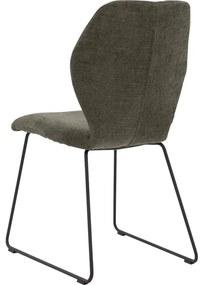 Goossens Eetkamerstoel Hera groen stof leuning, modern design