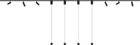 Modern railsysteem zwart met 6 spots en 4 hanglampen easylift 1-fase - Slimline Uzzy Tira