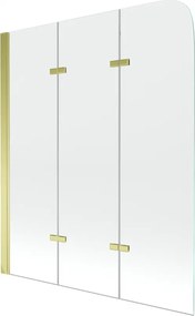 Mexen Felix 3-delige badscherm 120 x 140 cm, transparant, goud - 890-120-003-50-00