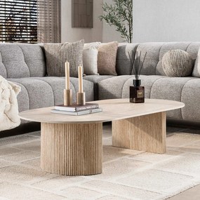 Salontafel Travertin Halve Maan Frame - 135 X 70cm.