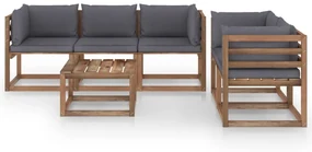 vidaXL 6-delige Loungeset met antracietkleurige kussens