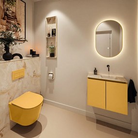 Mondiaz Ture DLux toiletmeubel 60cm ocher met wastafel frappe rechts zonder kraangat