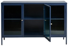 Dressoir Met Ribbelglas Blauw - 132x40x85cm.