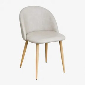 Pakket Van 4 Kana Eetkamerstoelen Met Kunstlederen Bekleding Grijs – Taupe – Koel & Natuurlijk Hout - Sklum