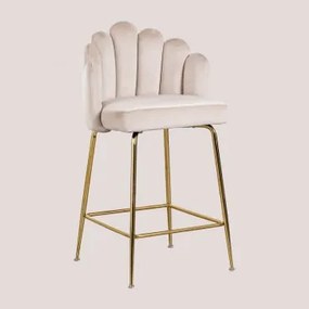 Markina Fluwelen Hoge Kruk Beige – Crème & ↑65 Cm - Sklum