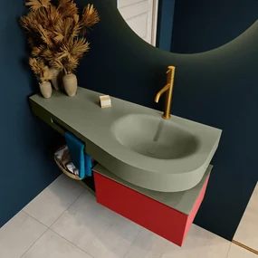Mondiaz Riva badmeubel 120cm Fire met 1 lade en wastafel rechts 1 kraangat Army