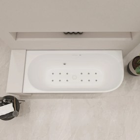 Saniclear Lilla bubbelbad 180x80cm links wit glans elektronisch 12 aerojets chroom