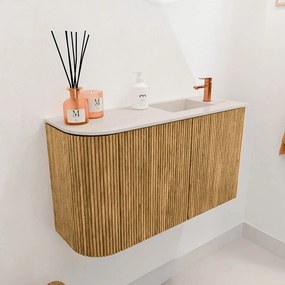 Mondiaz Joya DLux 70cm toiletmeubel ronding links oak met wastafel faye rechts 1 kraangat meli