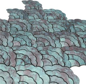 Zelfklevende Mozaïektegels Metaal | Waaier Patina Koper | 26,8×28,1 cm | Keuken, Bad &amp; WC