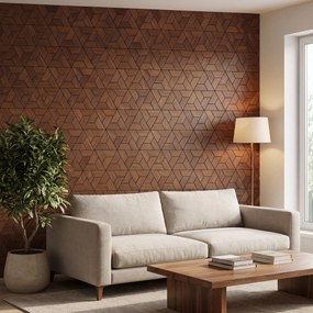 Decoratief Houten Wandpaneel | Aster   Smoked Brown | 60×60 cm | Amerikaans Notenhout