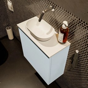 Mondiaz Fowy toiletmeubel 50cm clay met witte waskom midden zonder kraangat