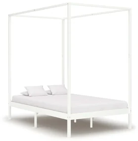 vidaXL Hemelbedframe massief grenenhout wit 140x200 cm