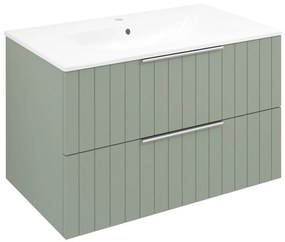 Sapho Cirasa badmeubel 80cm met groen ribbelfront en witte wastafel